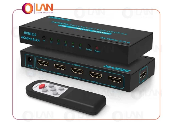 هاب HDMI 1×5 همراه HSCP 2.2 برند SGEYR