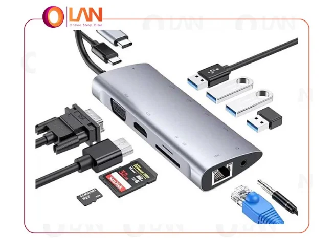 هاب 11 پورت USB C مدل D09