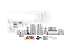 ست آشپزخانه استیل خش دار با درب کروم مدل pr_9009