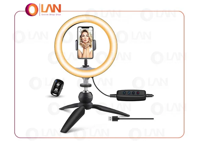 رینگ لایت سلفی همراه سه پایه و ریموت UBEESIZE