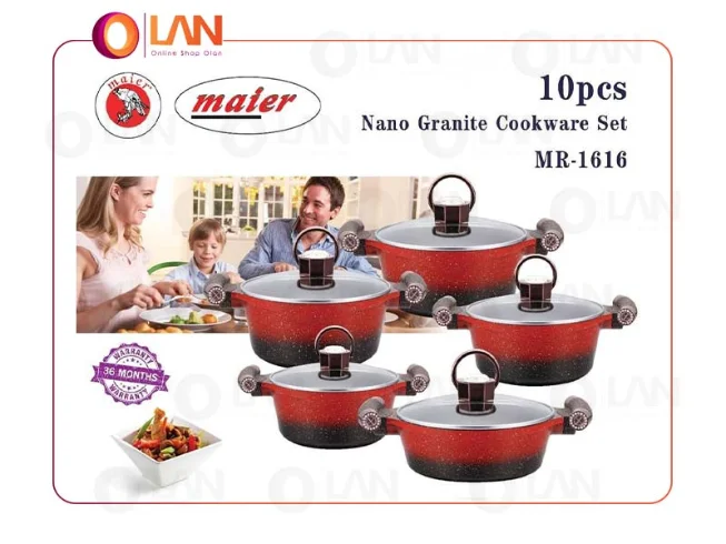 سرویس قابلمه 10 پارچه نانو گرانیتی مایر مدل MR-1616