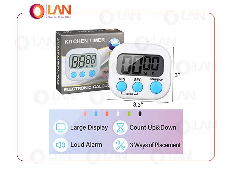 تایمر دیجیتال مغناطیسی پایه دار مدل JS118 (سبز و صورتی)